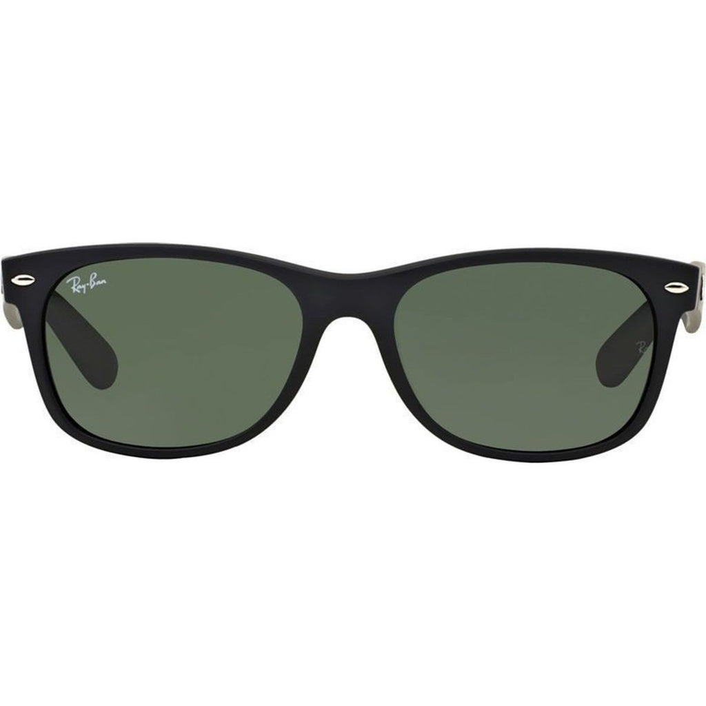 New Wayfarer Classic RB2132, Black Rubber/Green Glass Lenses 55 Eye Size