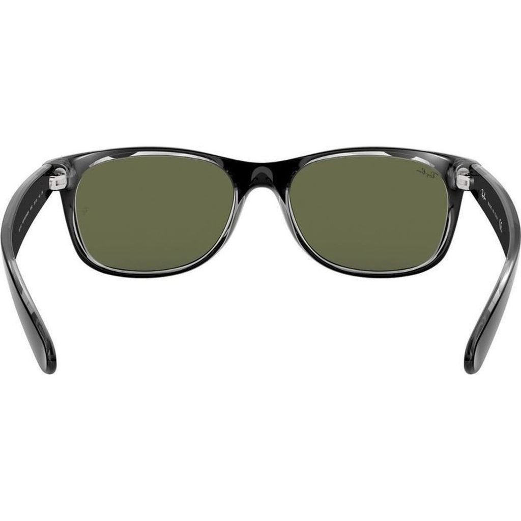 New Wayfarer Classic RB2132, Top Black on Transparent/Green Glass Lenses 55 Eye Size