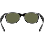 New Wayfarer Classic RB2132, Top Black on Transparent/Green Glass Lenses 55 Eye Size