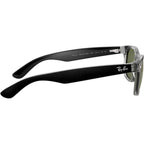New Wayfarer Classic RB2132, Top Black on Transparent/Green Glass Lenses 55 Eye Size