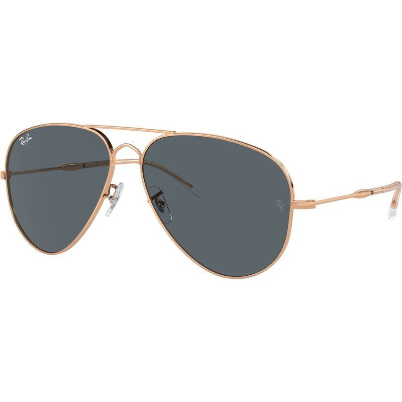 Old Aviator RB3825, Rose Gold/Blue Glass Lenses 62 Eye Size
