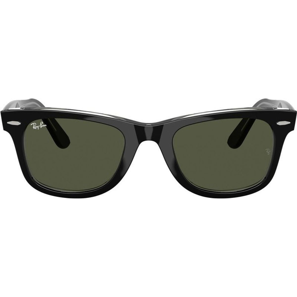 Original Wayfarer RB2140, Black on Transparent/Green Glass Lenses 50 Eye Size