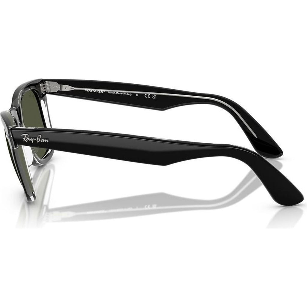 Original Wayfarer RB2140, Black on Transparent/Green Glass Lenses 50 Eye Size