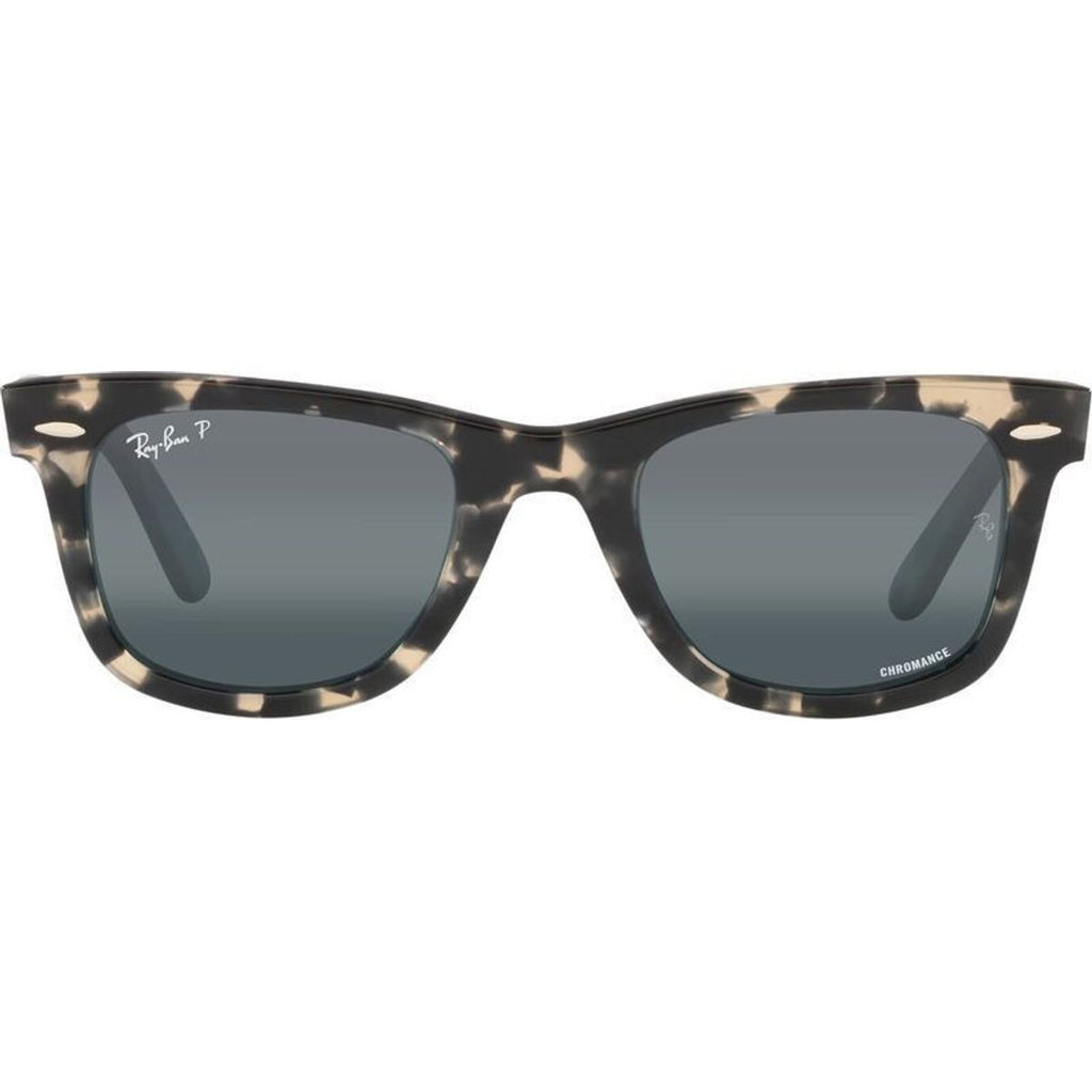 Original Wayfarer RB2140, Grey Havana/Silver Blue Gradient Polarised Glass Lenses 50 Eye Size