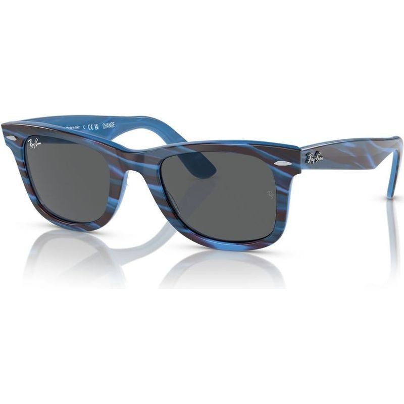 Original Wayfarer RB2140, Photochromic Striped Blue/Dark Grey Glass Lenses 50 Eye Size