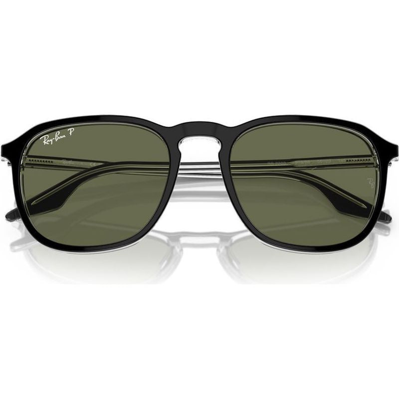 RB2203, Black on Transparent/Green Polarised Glass Lenses 55 Eye Size