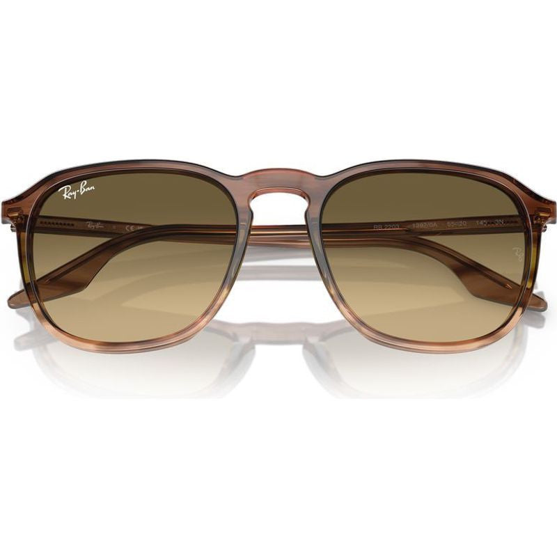 RB2203, Striped Brown and Green/Vintage Brown Glass Lenses 52 Eye Size