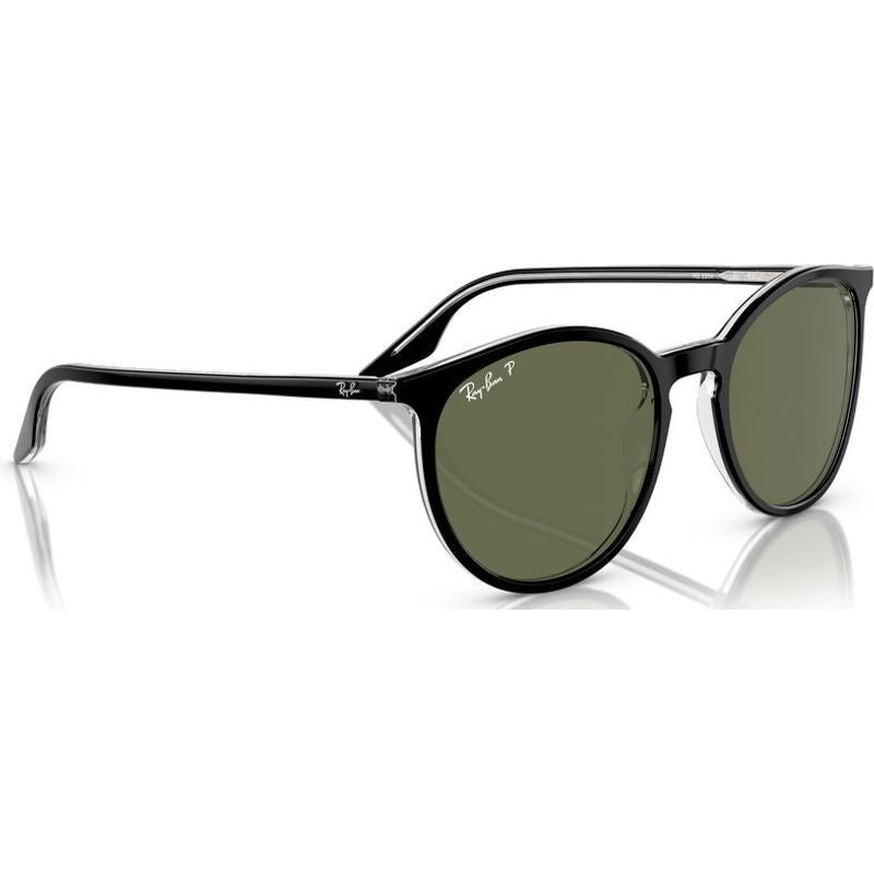 RB2204, Black on Transparent/Green Polarised Glass Lenses 51 Eye Size