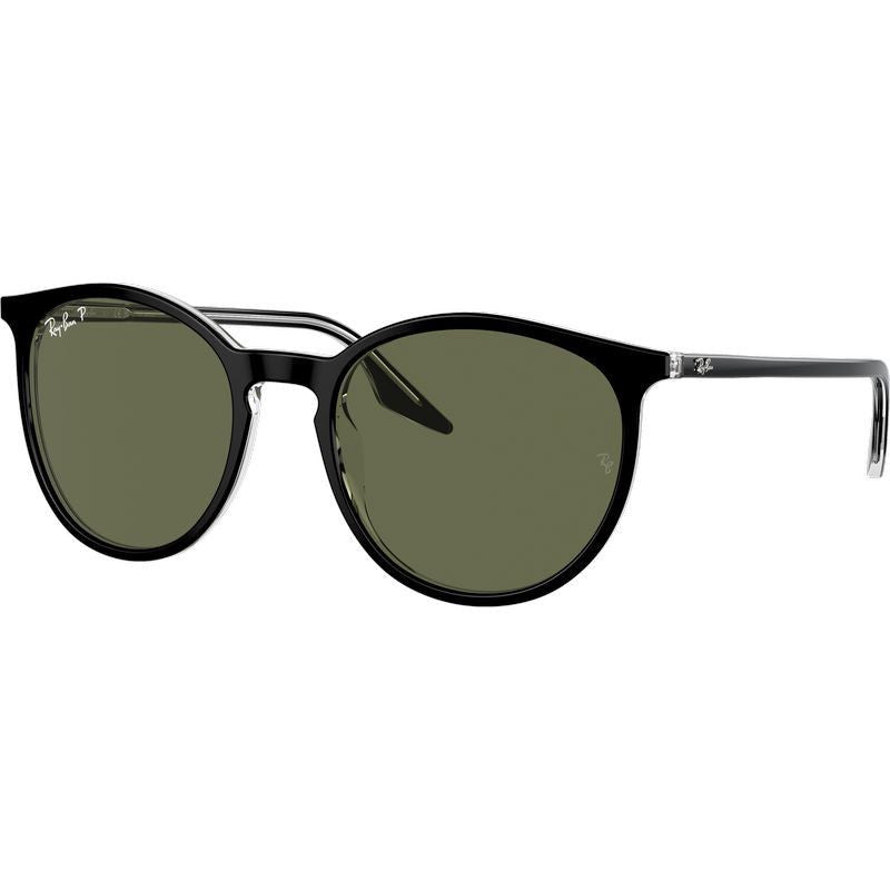 RB2204, Black on Transparent/Green Polarised Glass Lenses 51 Eye Size