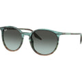 RB2204, Striped Blue and Green/Vintage Blue Glass Lenses 54 Eye Size