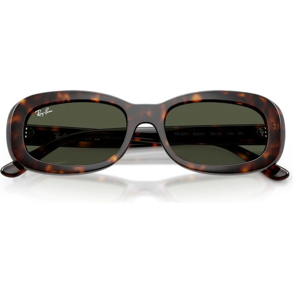RB2221, Havana/Green Glass Lenses 53 Eye Size