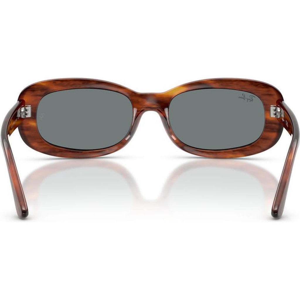 RB2221, Striped Havana/Blue Glass Lenses 53 Eye Size