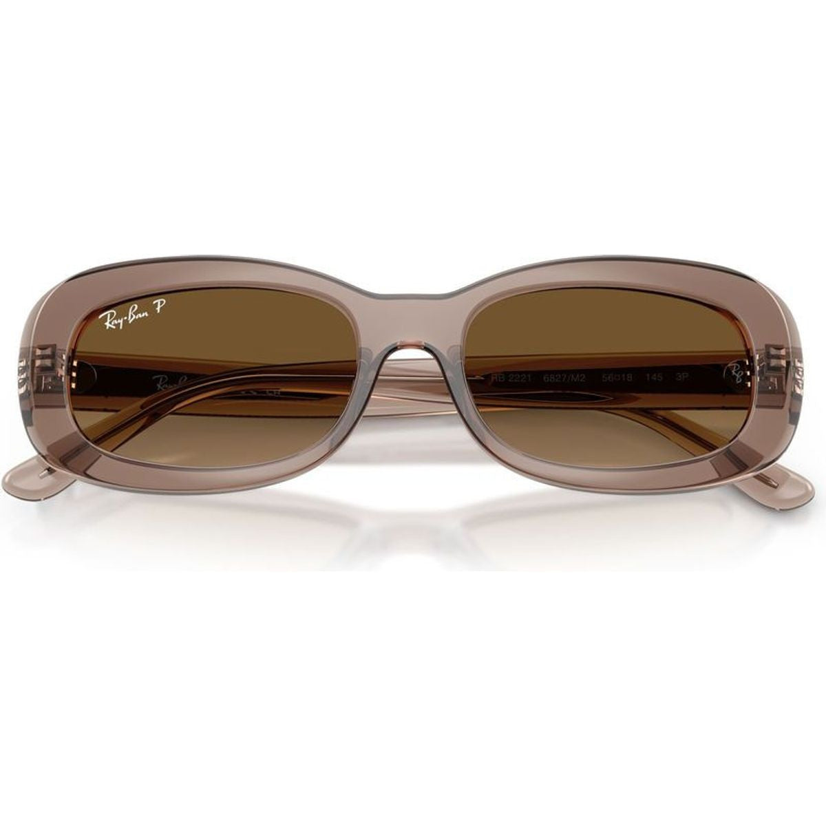 RB2221, Transparent Beige/Brown Gradient Polarised Glass Lenses 53 Eye Size