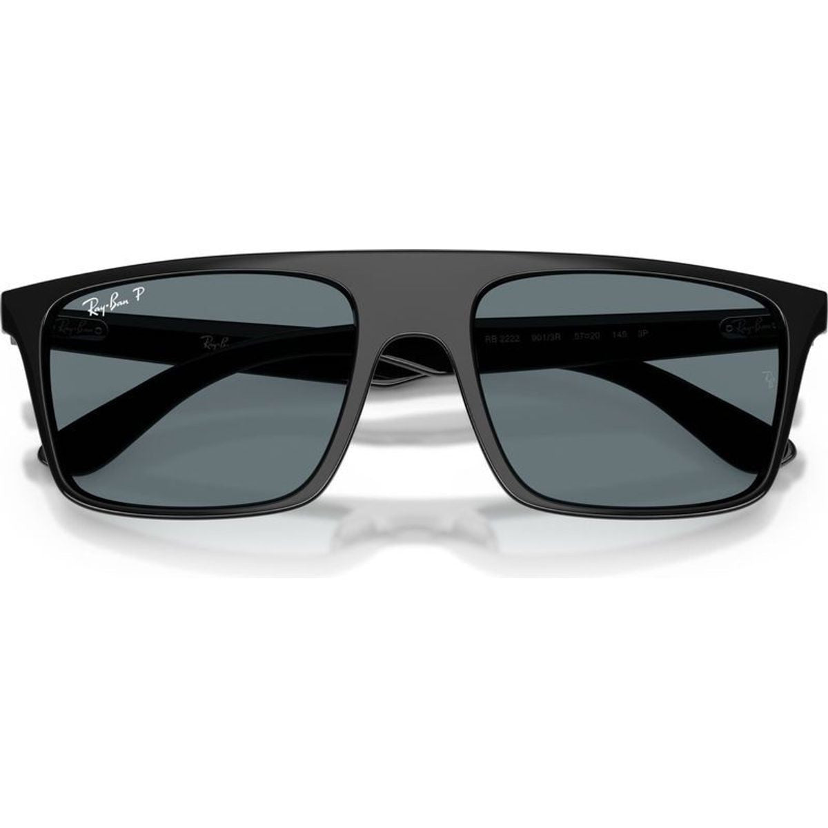 RB2222, Black/Dark Blue Polarised Glass Lenses 57 Eye Size