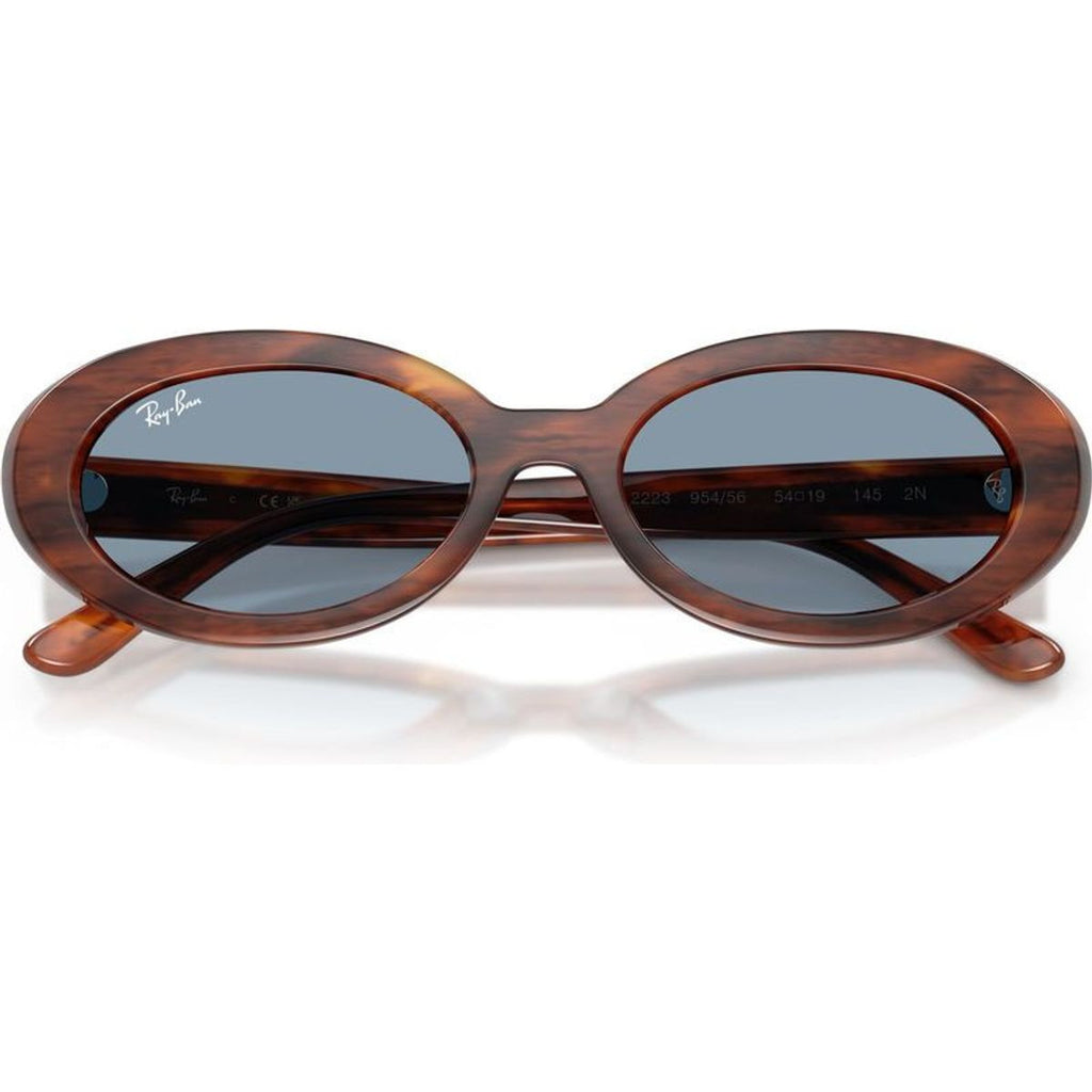RB2223, Striped Havana/Blue Glass Lenses
