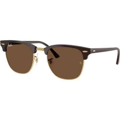 Clubmaster Classic RB3016F, Brown on Gold/Dark Brown Glass Lenses
