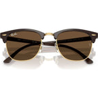 Clubmaster Classic RB3016F, Brown on Gold/Dark Brown Glass Lenses