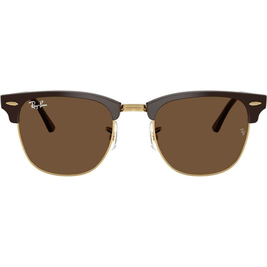 Clubmaster Classic RB3016F, Brown on Gold/Dark Brown Glass Lenses