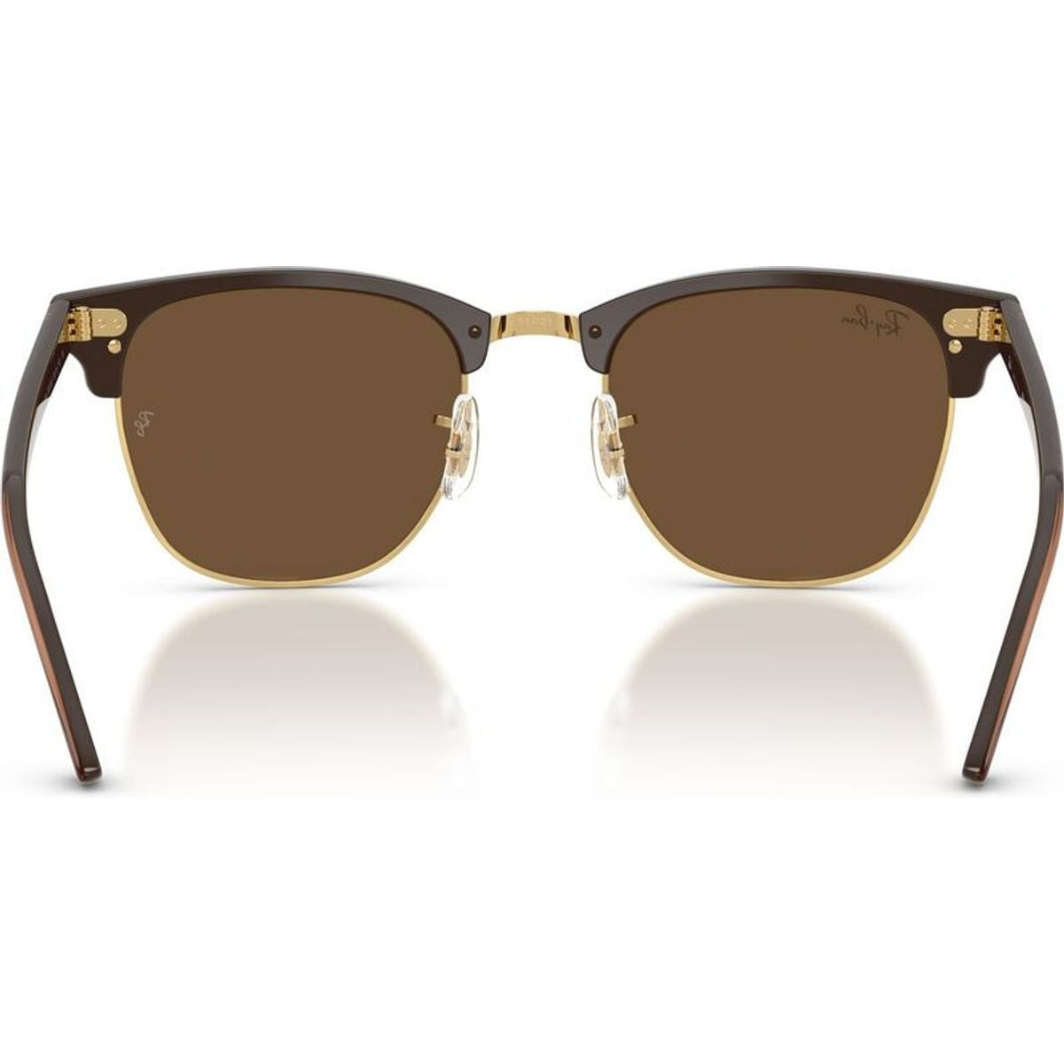 Clubmaster Classic RB3016F, Brown on Gold/Dark Brown Glass Lenses