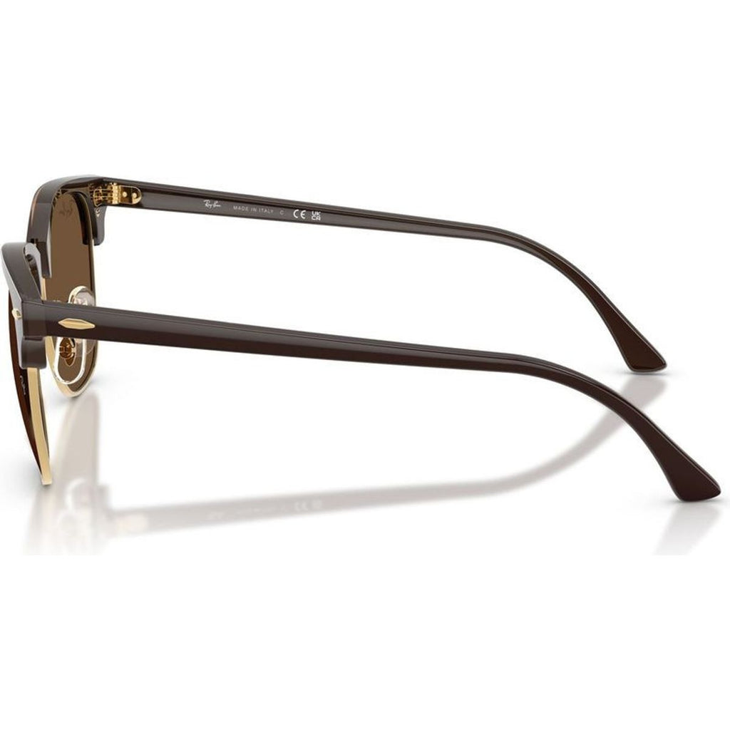 Clubmaster Classic RB3016F, Brown on Gold/Dark Brown Glass Lenses