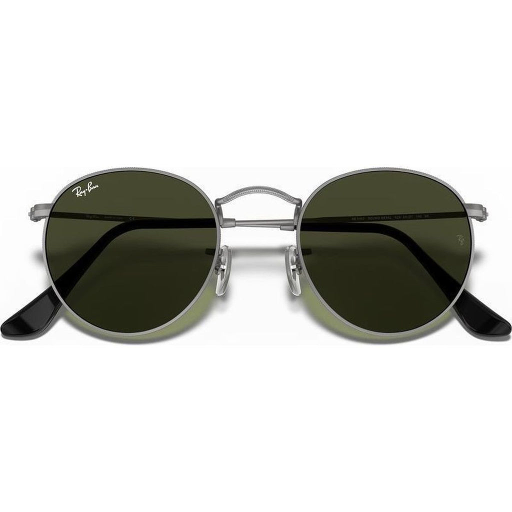 Round Metal RB3447, Matte Gunmetal/Green Glass Lenses 50 Eye Size