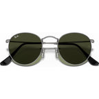 Round Metal RB3447, Matte Gunmetal/Green Glass Lenses 50 Eye Size
