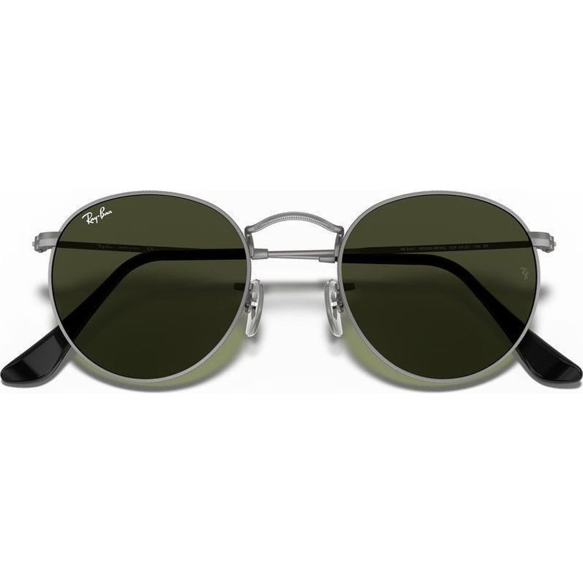 Round Metal RB3447, Matte Gunmetal/Green Glass Lenses 50 Eye Size