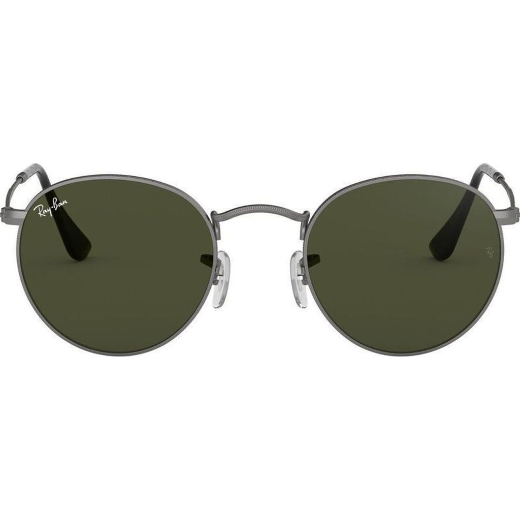 Round Metal RB3447, Matte Gunmetal/Green Glass Lenses 50 Eye Size
