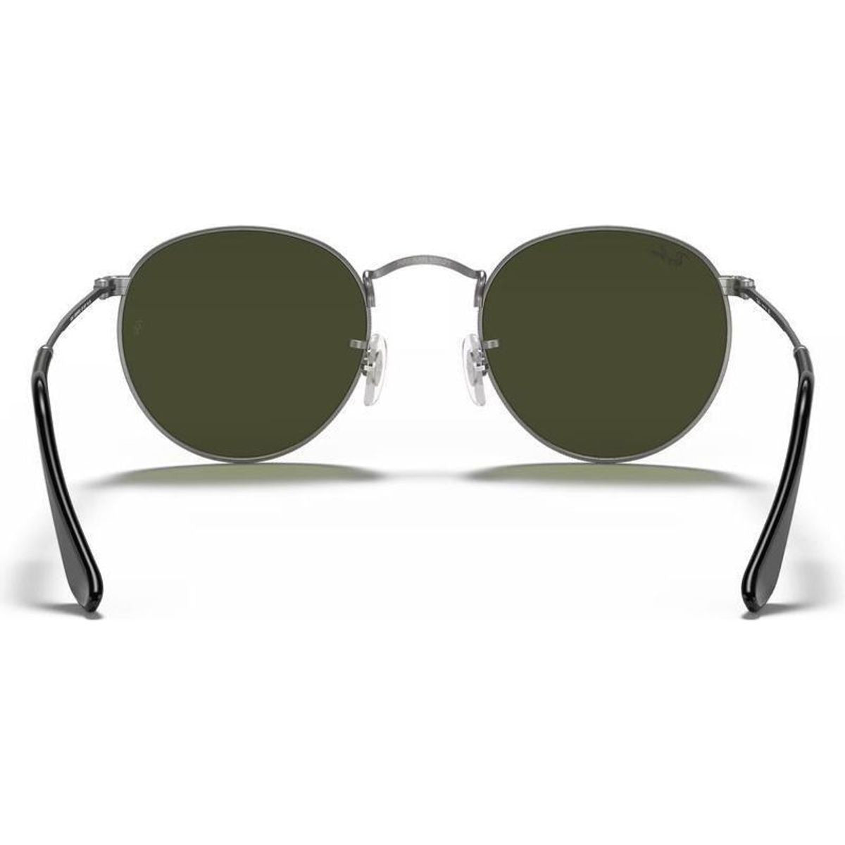 Round Metal RB3447, Matte Gunmetal/Green Glass Lenses 50 Eye Size