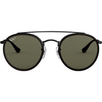 Round Double Bridge RB3647N, Black/Green Polarised Glass Lenses