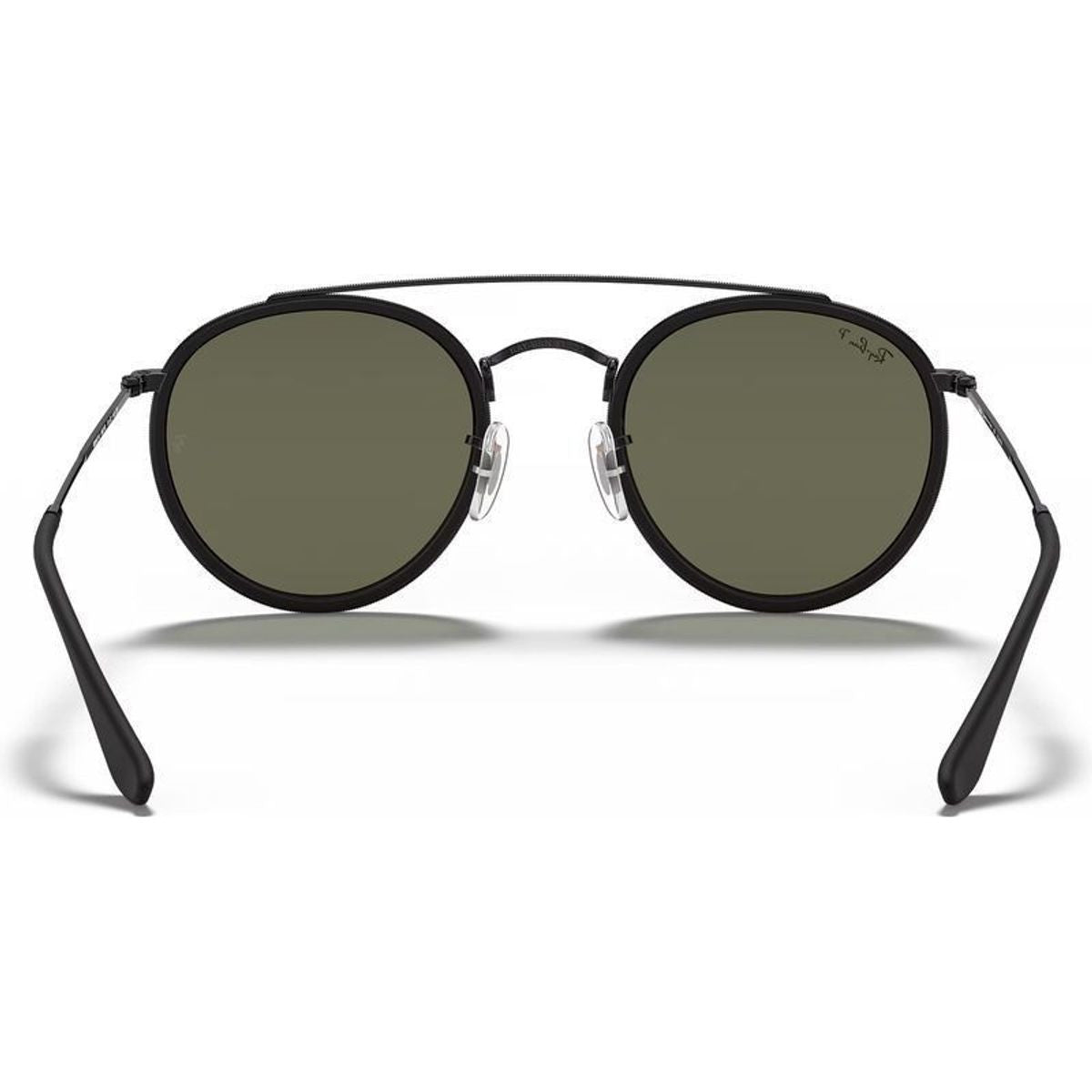Round Double Bridge RB3647N, Black/Green Polarised Glass Lenses