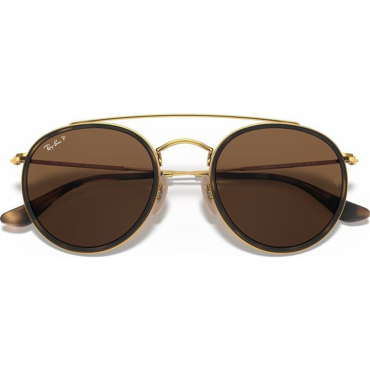 Round Double Bridge RB3647N, Gold/Brown Polarised Glass Lenses