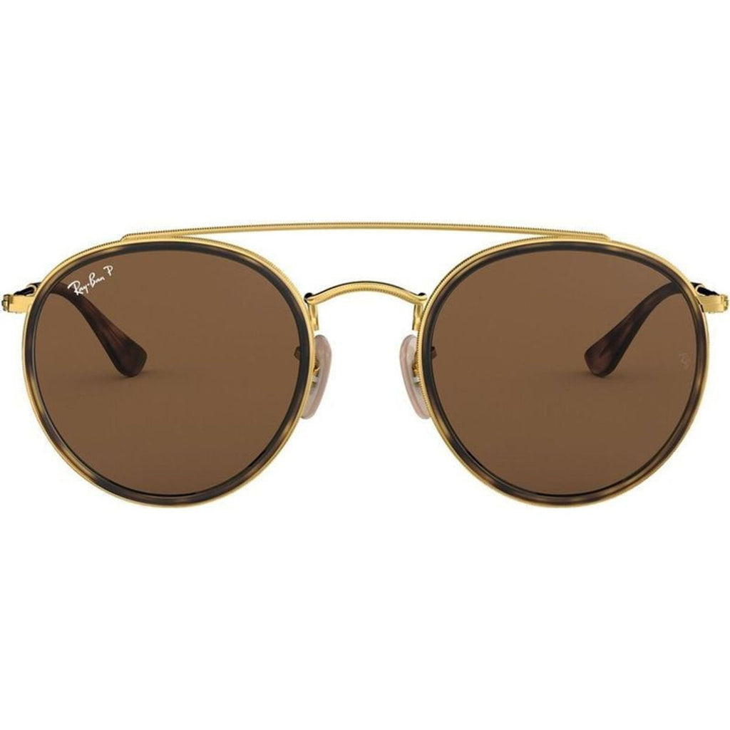 Round Double Bridge RB3647N, Gold/Brown Polarised Glass Lenses