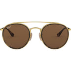 Round Double Bridge RB3647N, Gold/Brown Polarised Glass Lenses