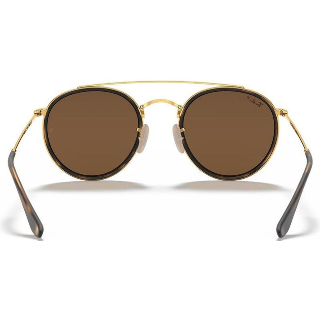 Round Double Bridge RB3647N, Gold/Brown Polarised Glass Lenses