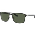 RB3721, Black on Silver/Dark Green Lenses