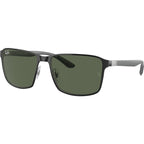 RB3721, Black on Silver/Dark Green Lenses