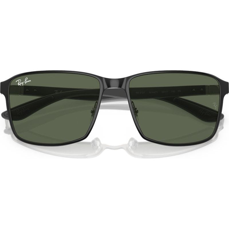RB3721, Black on Silver/Dark Green Lenses