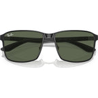 RB3721, Black on Silver/Dark Green Lenses