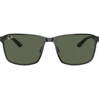 RB3721, Black on Silver/Dark Green Lenses