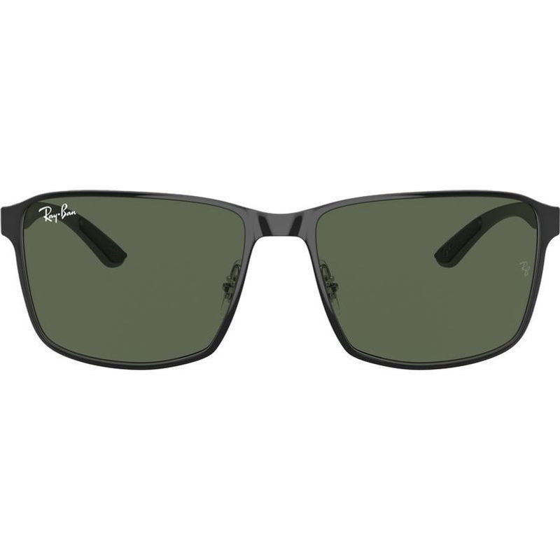 RB3721, Black on Silver/Dark Green Lenses