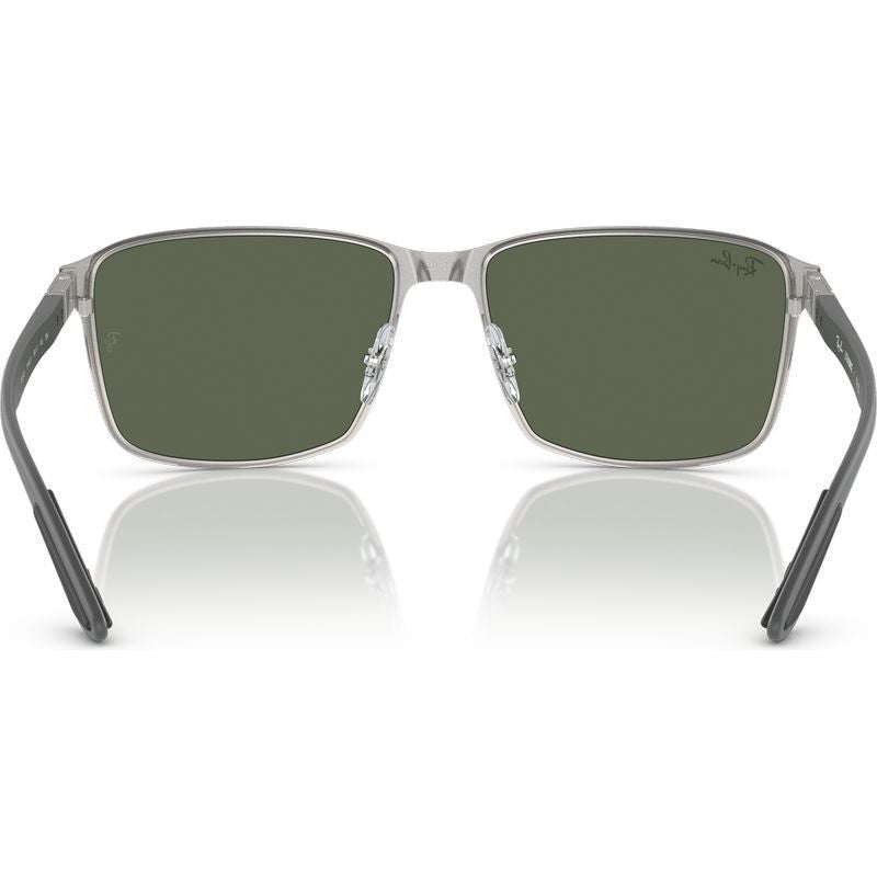 RB3721, Black on Silver/Dark Green Lenses