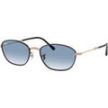 RB3749, Black on Rose Gold/Blue Clear Gradient Glass Lenses 55 Eye Size