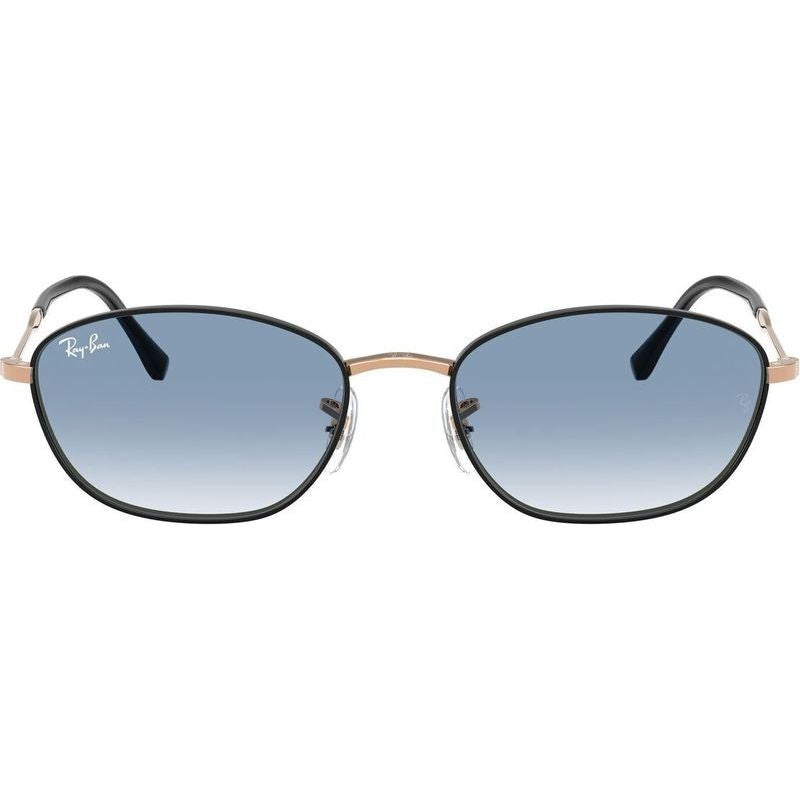 RB3749, Black on Rose Gold/Blue Clear Gradient Glass Lenses 55 Eye Size