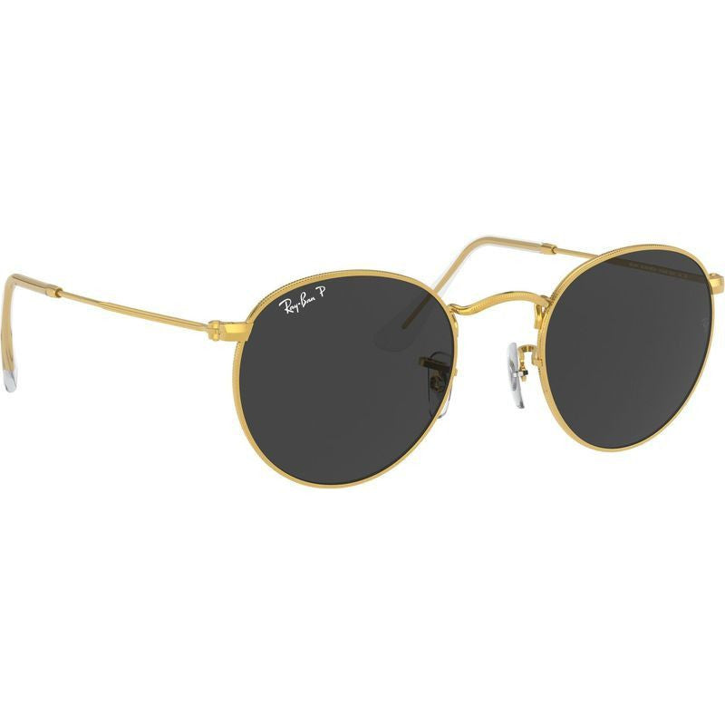 Round Metal RB3447, Gold/Black Polarised Glass Lenses 53 Eye Size