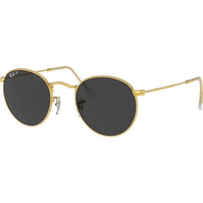 Round Metal RB3447, Gold/Black Polarised Glass Lenses 53 Eye Size