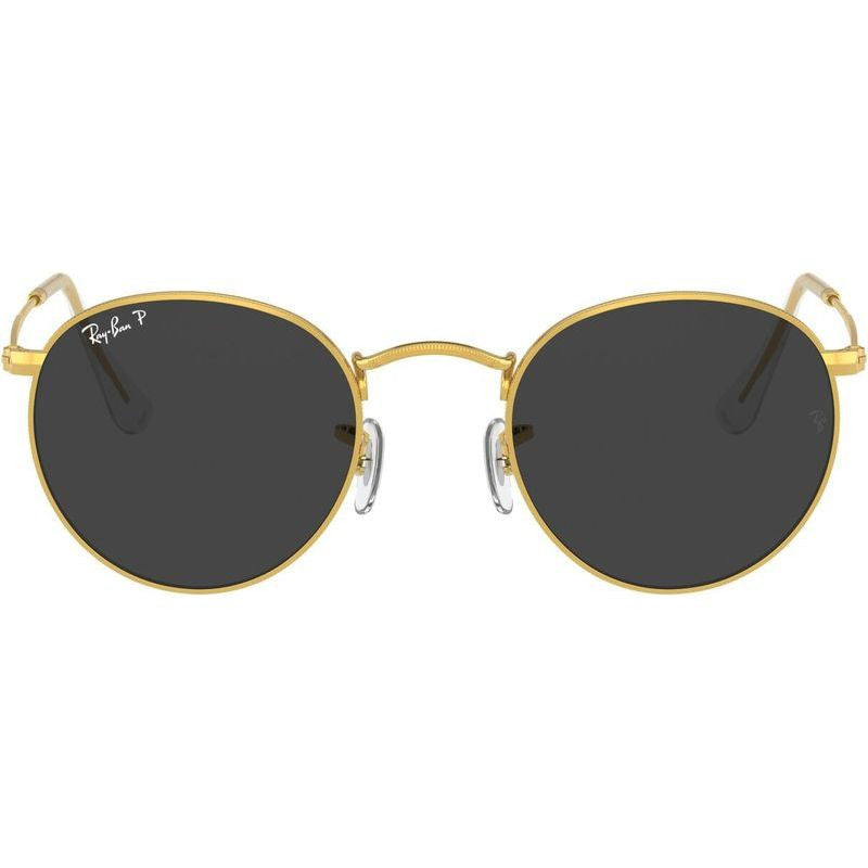 Round Metal RB3447, Gold/Black Polarised Glass Lenses 50 Eye Size