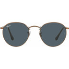 Round Metal RB3447, Antique Copper/Blue Glass Lenses 50 Eye Size