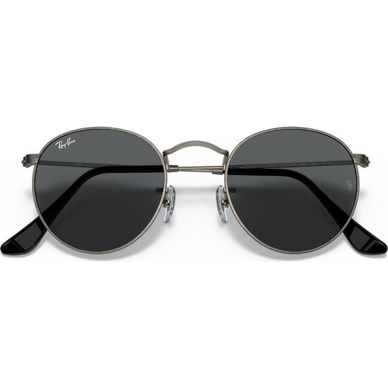 Round Metal RB3447, Antique Gunmetal/Dark Grey Glass Lenses 50 Eye Size