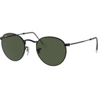 Round Metal RB3447, Black/Green Glass Lenses 53 Eye Size